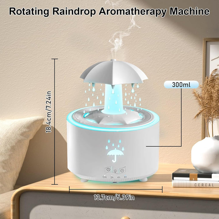 Regenschirm Luftbefeuchter, 300ml Rotierender Luftbefeuchter mit Fernbedienung 7-Farben LED Luftbefe