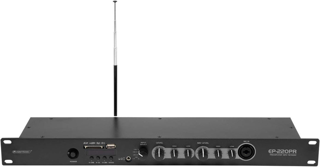 OMNITRONIC EP-220PR Vorverstärker mit MP3-Player, Bluetooth und FM-Radio