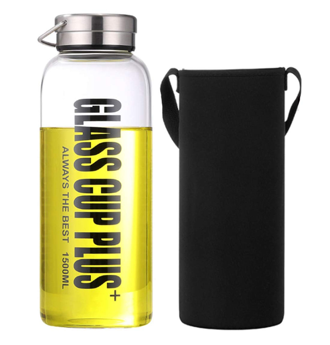 1.5 Liter Sport Borosilikat Trinkflasche Tragbare Glas Wasserflasche von kalten Heissgetränken mit E