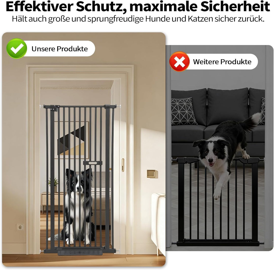 Schutztor Ausziehbar Haustiere Katzentiertor, 150cm Haustiergitter Extra Hoch mit Doppelverriegelung