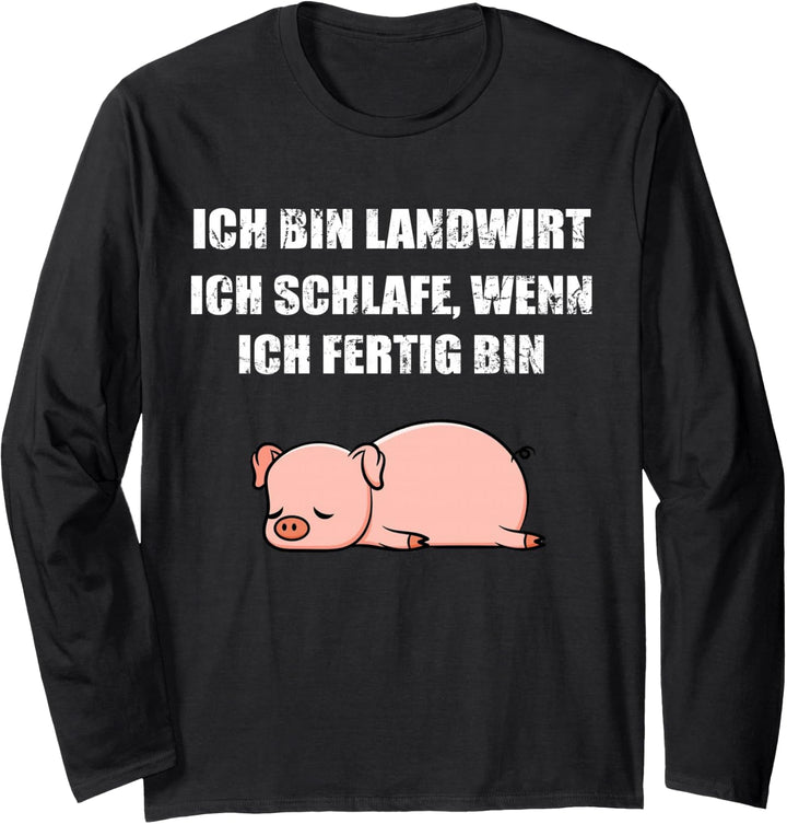 Landwirt Landwirtschaft Schweine-Bauer Ferkel Schwein Langarmshirt
