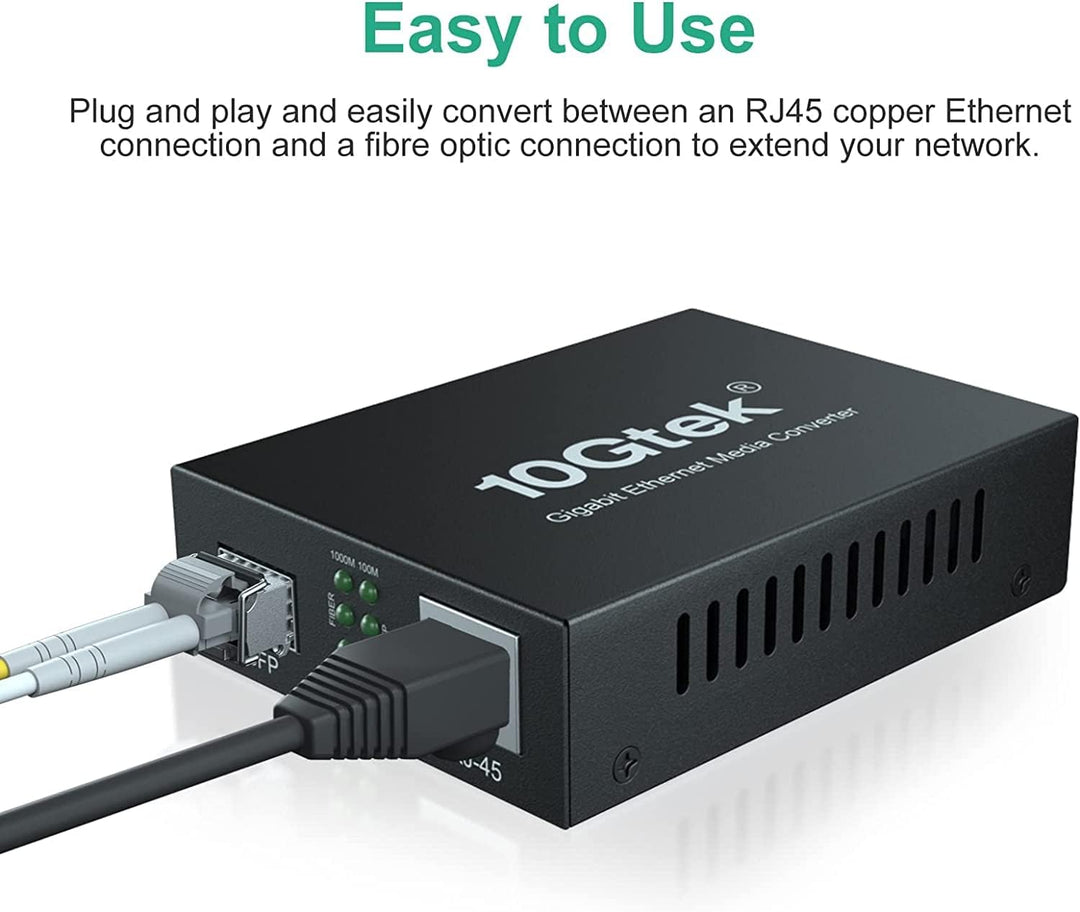 1.25G Gigabit Ethernet SFP to RJ45 Fiber Media Converter, 10/100/1000M RJ45 to 1000M SFP Slot, Fiber