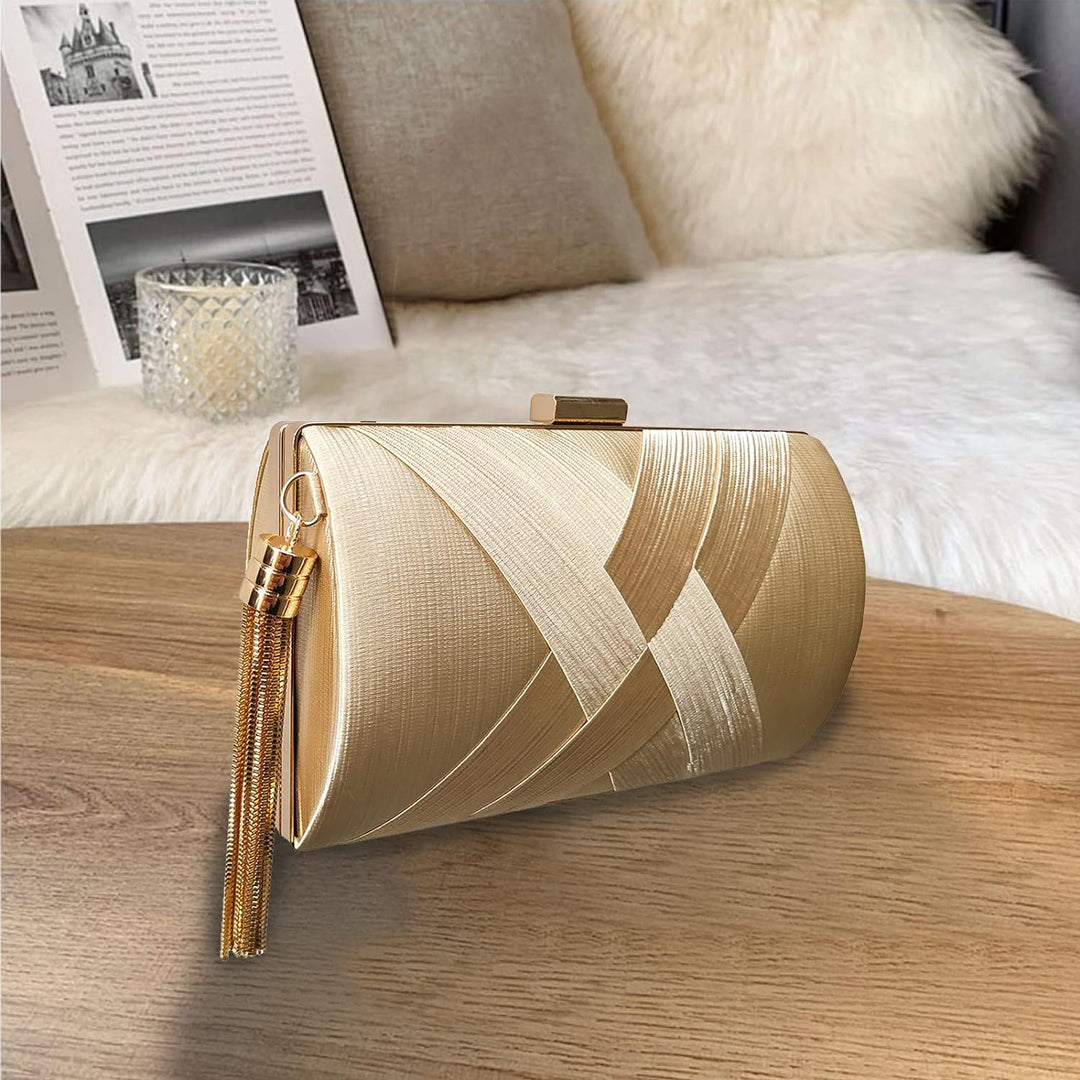 CORIOS Damen Clutch Tasche Abendtasche Fransen Kettentasche Tasche Luxurious Klein Umhängetasche Ele