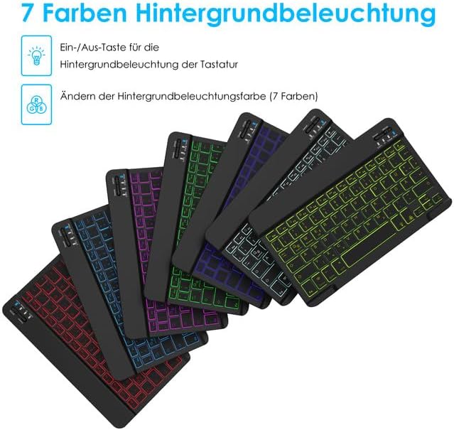 SOPPY Bluetooth Tastatur & Maus mit Hintergrundbeleuchtung,Tragbare wiederaufladbare kabellose Tasta
