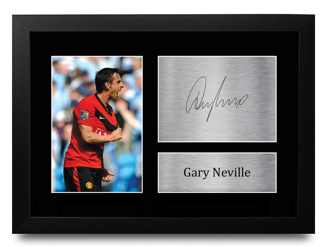 HWC Trading Gary Neville Gifts gedrucktes Autogramm für Fans und Fans, A4 gerahmt