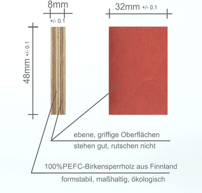 PESTAS Holz-Domino-Steine: 200 nachhaltig & fair produzierte Bausteine aus Birken-Holz für Domino Ra