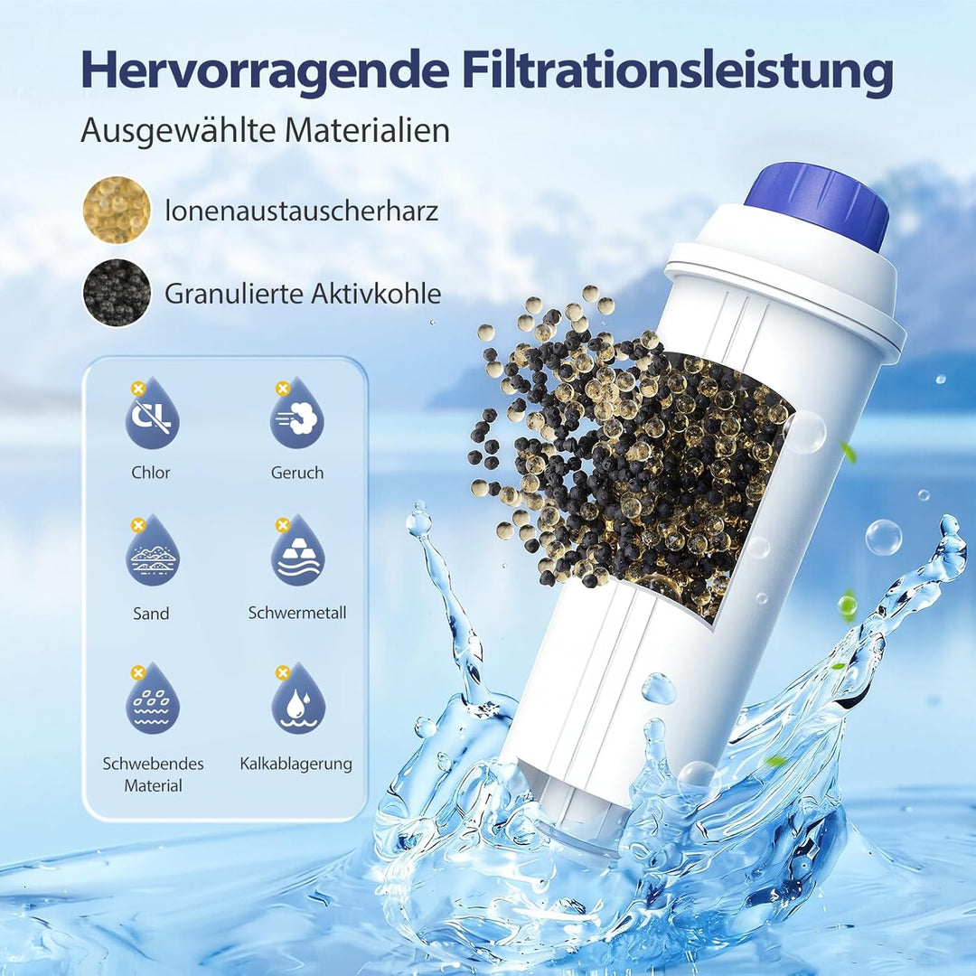 6er-Pack Wasserfilter für Delonghi Wasserfilter DLSC002, Wasserfilterkartuschen kompatibel mit Delon