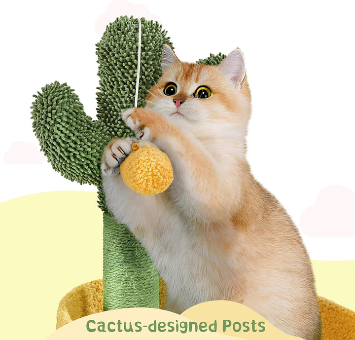 Yaheetech Kaktus Kratzbaum, Oase-Thema Moderner Katzenbaum 123 cm hoch, Stilvoller Kletterbaum für 2