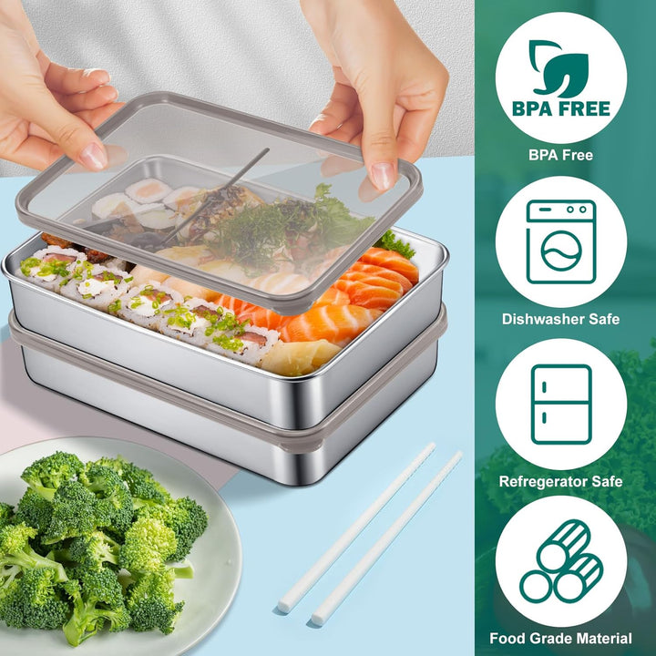 Set mit 4 Aufschnittbox Fresh, Edelstahl Lebensmittel Aufbewahrungsbox mit Sichtdeckel, Kühlschrank