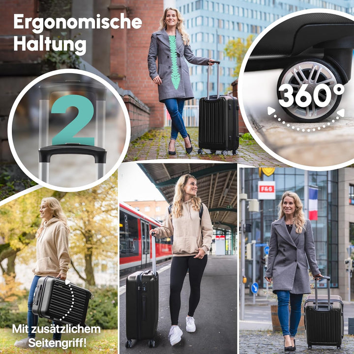 Easy Move Handgepäck Koffer Trolley 54x35x20cm - Reisekoffer 4 Rollen 360° drehbar | Suitcase Carry