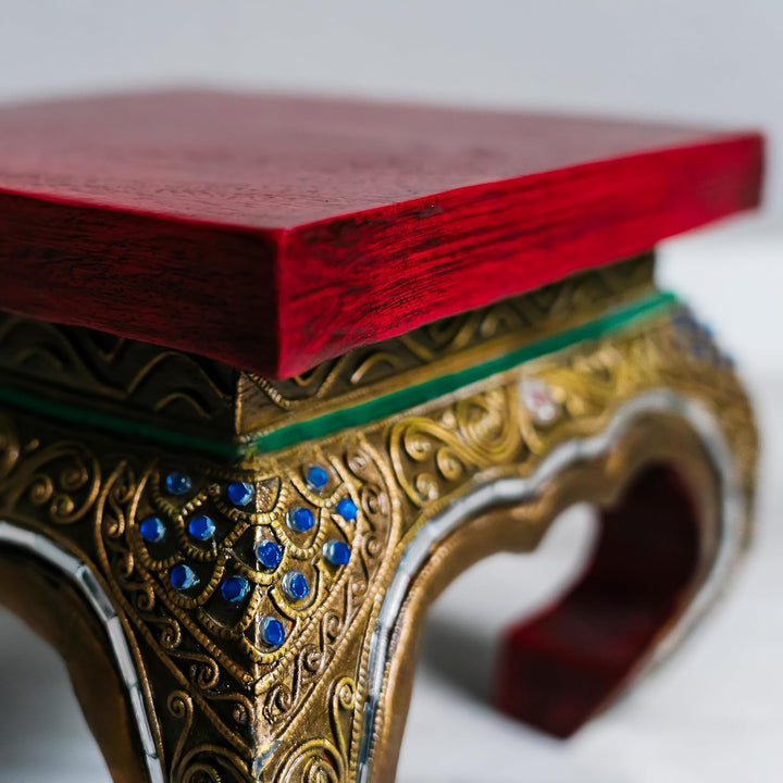 livasia Opiumtisch aus Massivholz – 24x24x20cm – Handgeschnitzter Beistelltisch Holz aus Thailand, N