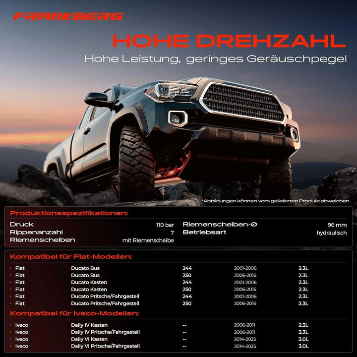 Frankberg Servopumpe Hydraulisch Lenkung mit Riemenscheiben Kompatibel mit Ducato 244 Z 250 290 2.3L