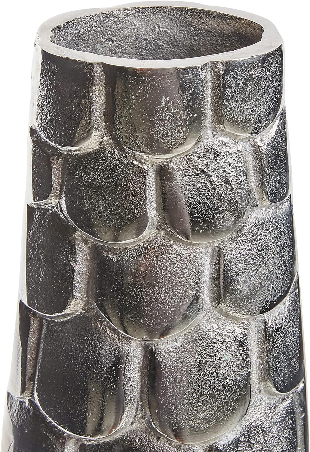 Blumenvase Aluminium silber mit Schuppen Struktur 47cm Handarbeit Deko Sukhothai