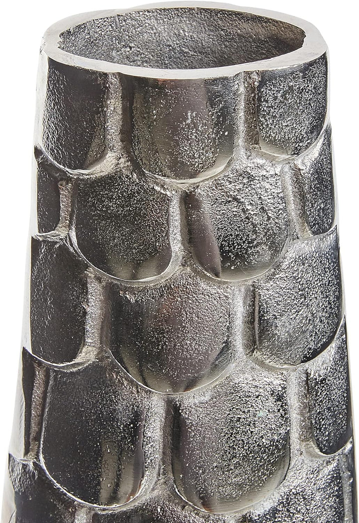 Blumenvase Aluminium silber mit Schuppen Struktur 47cm Handarbeit Deko Sukhothai