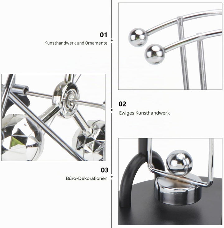VICASKY Perpetuum Mobile Schreibtischspielzeug Silber Elektronisches Newton Pendel Bürodekoration Ph
