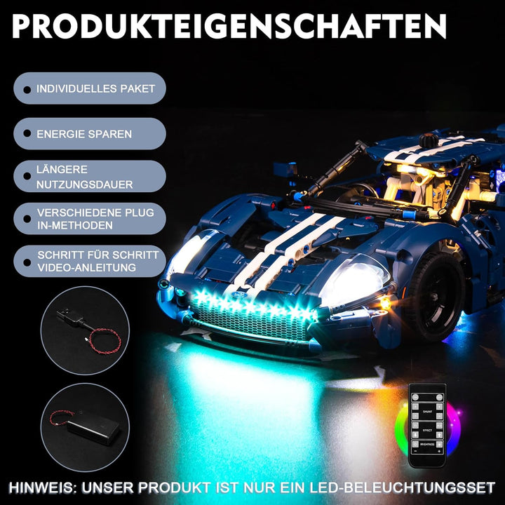 Fernbedienung Licht-Kit für Lego 42154 Technic Ford GT 2022 Auto-Modellbausatz (Kein Lego-Modell), L
