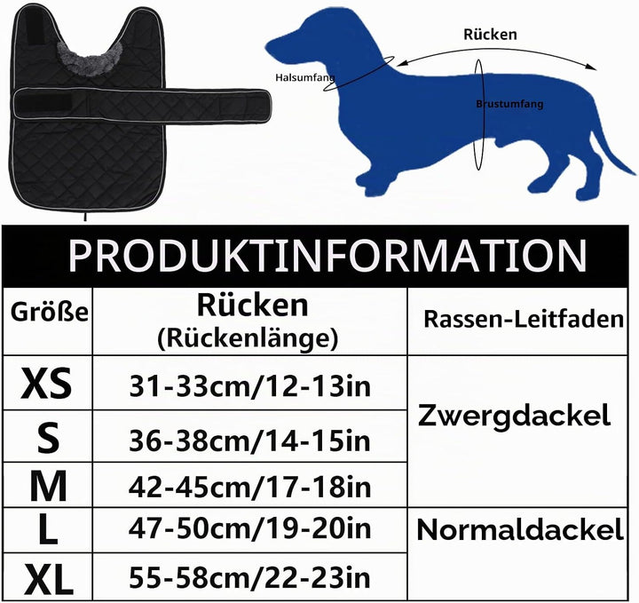 Geyecete - Warmer wintermantel für dackel Hunde,Hunde winterjacken mit plüschfutter,Outdoor jacken m