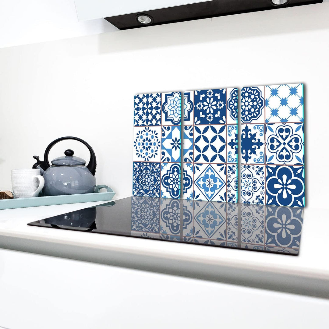 TMK ArtDeko Herdabdeckplatte 3 Teilig 3x30x52 cm - Spritzschutz Herdabdeckung – Herdschutz aus Siche