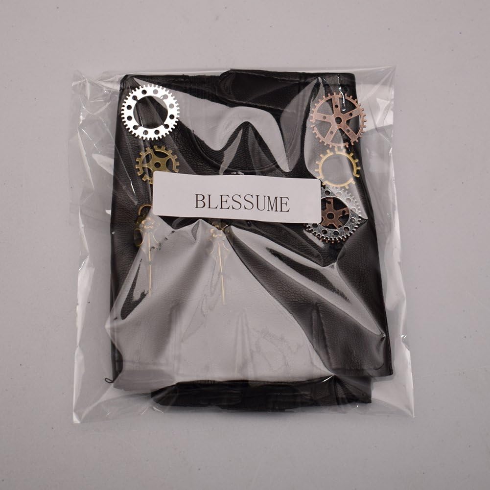 BLESSUME Steampunk Handschuhe Fingerlose Unisex Schwarz