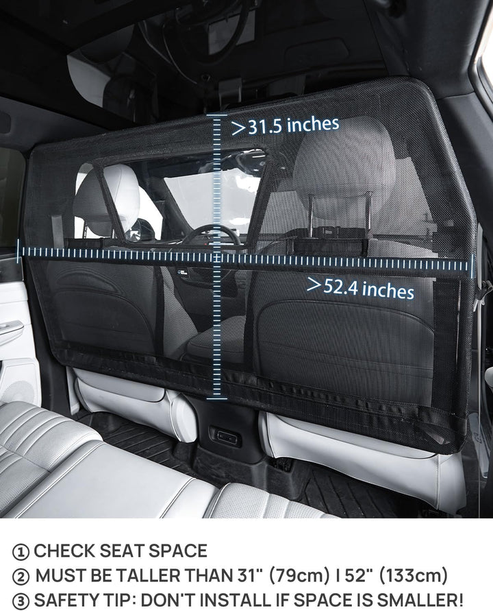 JOYTUTUS Hundegitter Auto, Schutznetz Barriere Trennnetz, mit Sichtfenster, Universal Hunde Trenngit