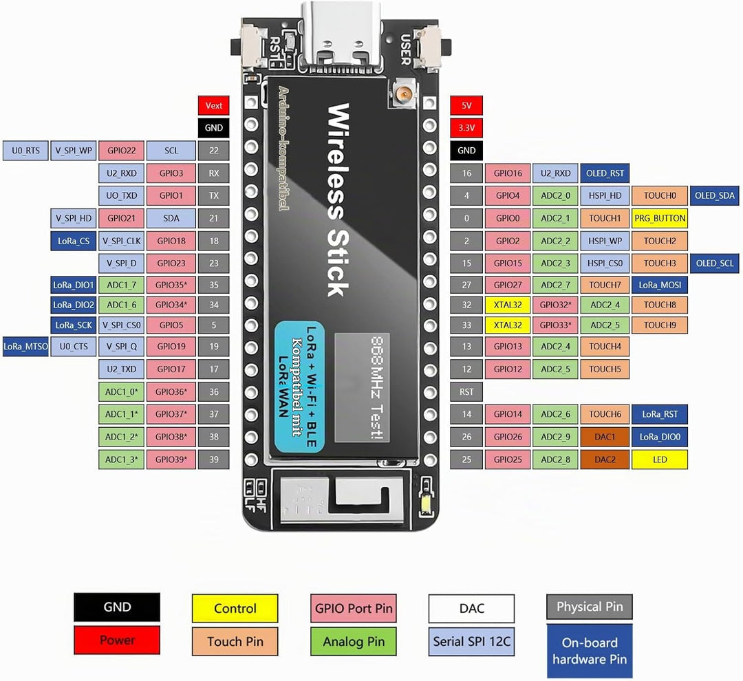 APKLVSR LoRa V3 ESP32 Wireless Stick Entwicklungsboard WiFi+BLE LoRa LoRaWAN 863 928 MHz Unterstützu
