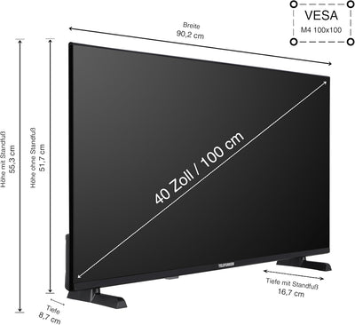 Telefunken Fernseher 40 Zoll Smart TV powered by TiVo (Full HD, HDR, Triple-Tuner, 6 Monate HD+ inkl