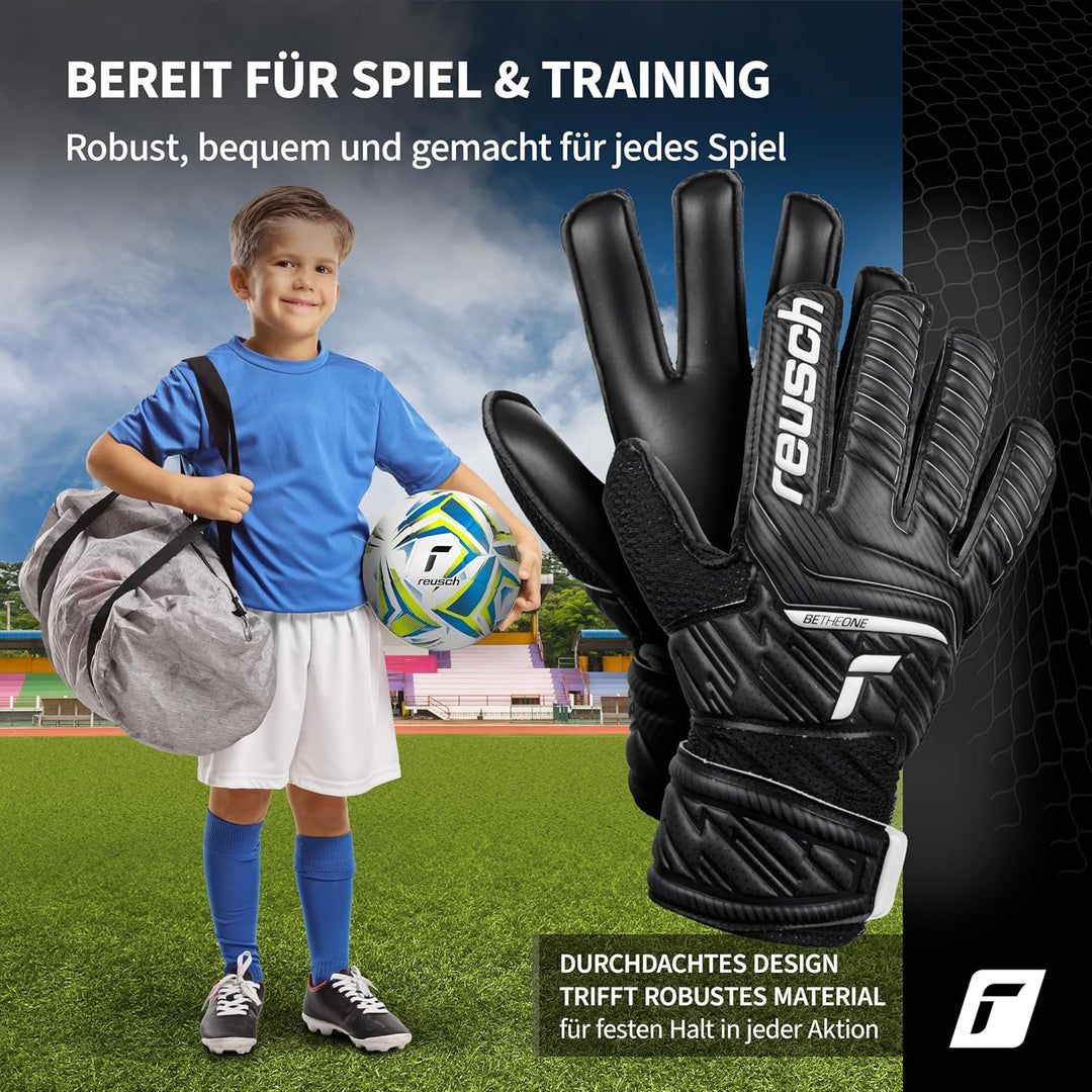 Reusch Jungen Attrakt Junior Unisex Torwarthandschuhe mit Aussennaht Schnitt und Solid Belag, Geeign