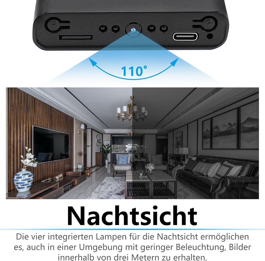 HD 1080P Mini Kamera,Tragbare Kamera,Innen- und Aussenüberwachungskamera,Sicherheitskamera mit Beweg