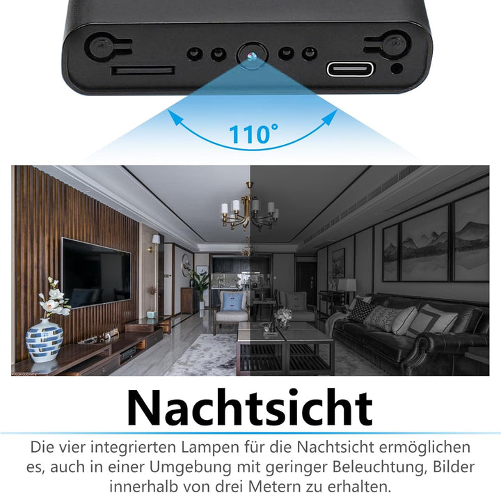 HD 1080P Mini Kamera,Tragbare Kamera,Innen- und Aussenüberwachungskamera,Sicherheitskamera mit Beweg