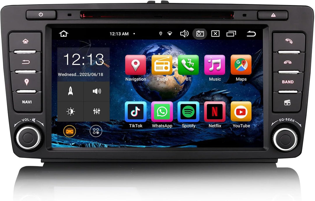 Erisin 8-Kern 4GB RAM 64GB ROM Android 12 Autoradio Bluetooth mit GPS Navi Für Skoda Octavia Yeti Ra