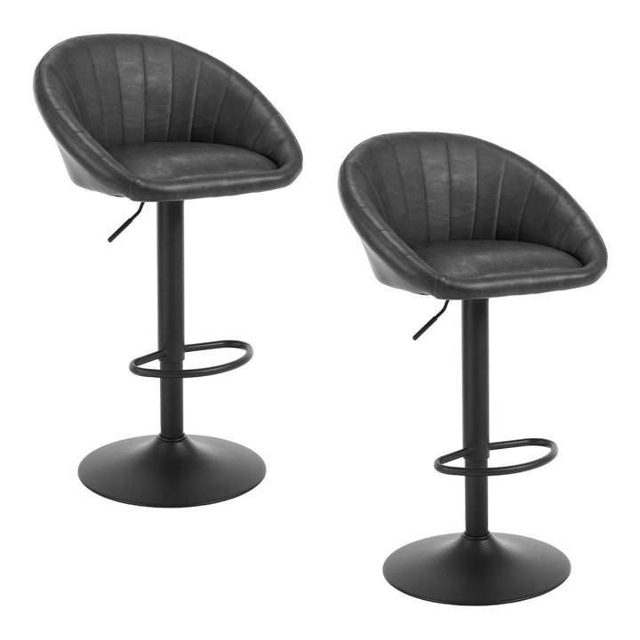 WOLTU Barhocker 2er Set, Barstuhl Höhenverstellbar, PU-Bezug, Anthrazit | Drehbarer Bar Stool mit Rü