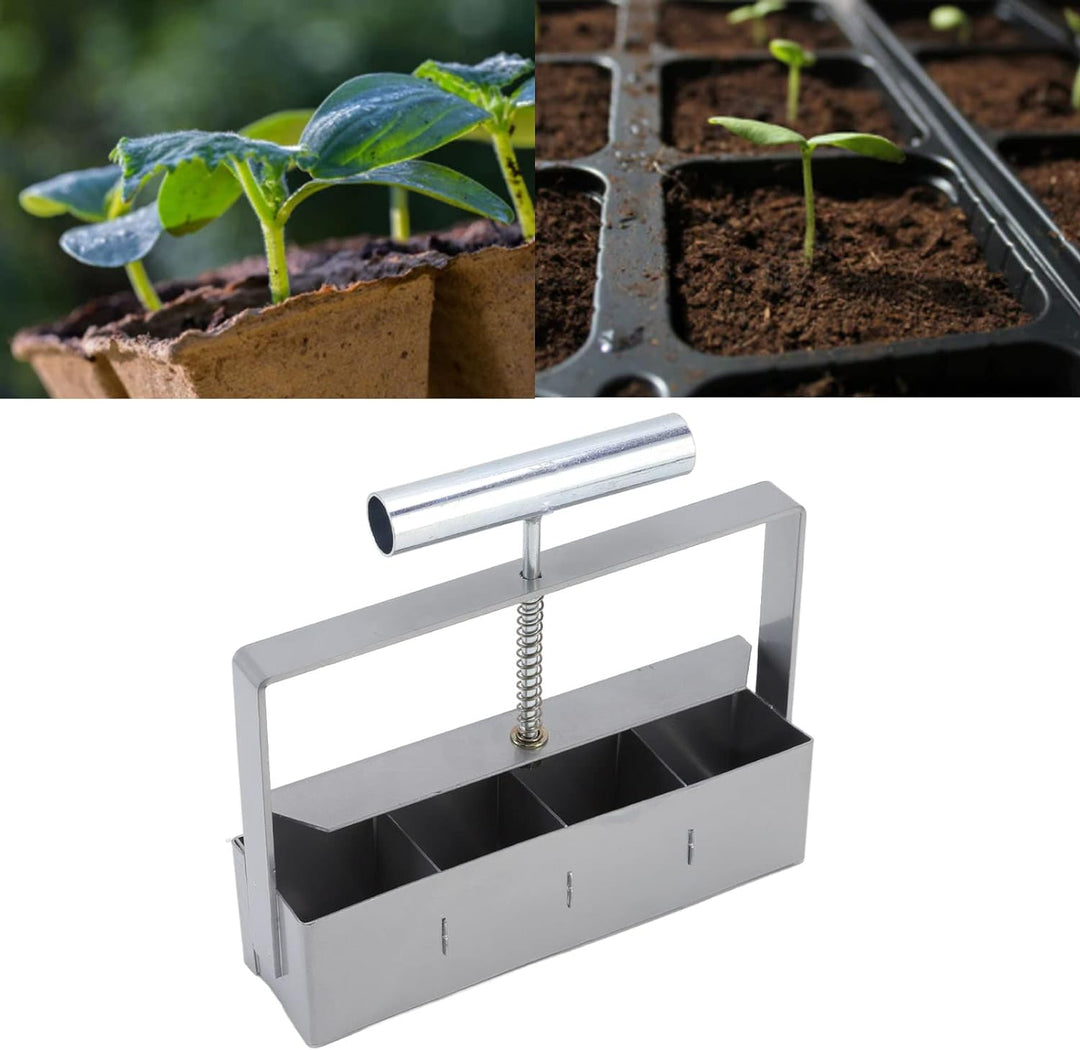 Natudeco Soil Block Maker, Handheld Soil Blocker Edelstahl-Bodenblocker Gartenblockierwerkzeuge für
