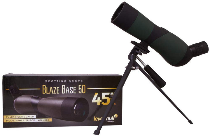 Levenhuk Blaze Base 50 Tragbares Spektiv mit BK-7-Glasoptik, Metall-Tischstativ und Tasche zur Beoba