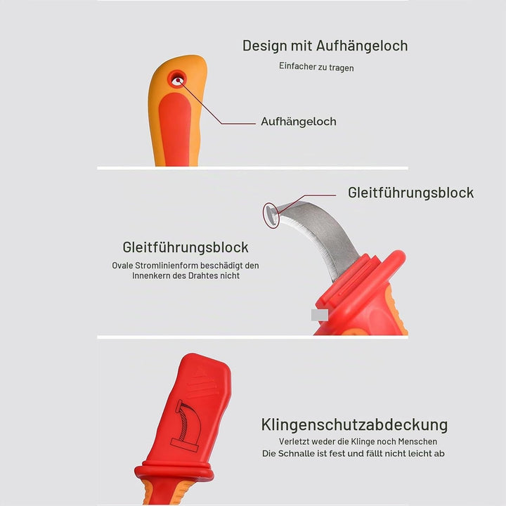 Elektriker Kabelmesser, 1000 V Isolierung Elektrikermesser, Griffe Abisolierzange mit Antimagnetisch