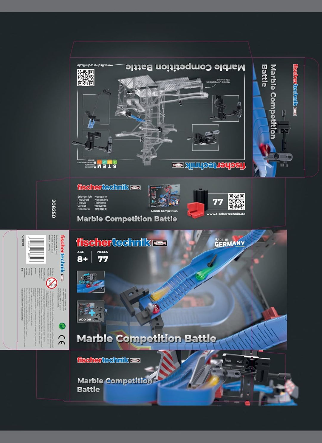 fischertechnik Marble Competition Battle 571898 – Murmelbahn-, Kugelbahn-Erweiterung, 3 Bahnelemente
