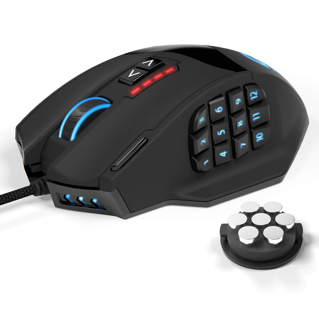 UtechSmart Venus Gaming Maus 16400 DPI USB Laser MMO Gaming Mouse, 18 programmierbare Tasten,16400 D