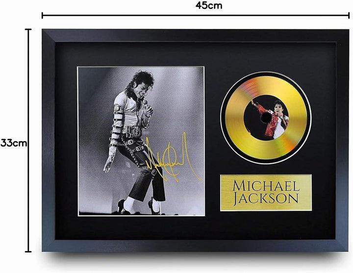 HWC Trading A3 FR Michael Jackson MJ King of Pop Geschenke Autogramme Bild mit einem Gold-Disk-Image