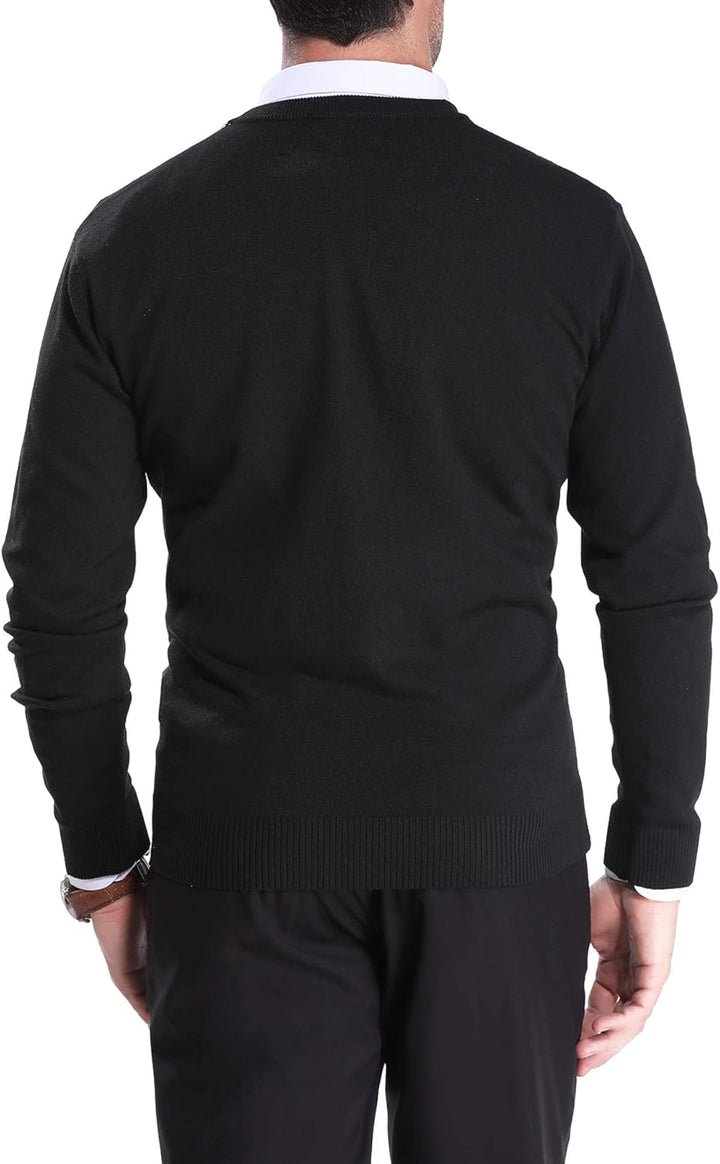 iClosam Herren Strickjacke Cardigan Mit V-Ausschnitt Aus Baumwolle Schwarz M, Schwarz M