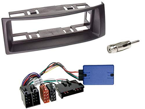 1 DIN Radio Einbauset mit Lenkradfernbedienung für Renault Megane 1 (BA/DA/LA/EA/KA) 1996-2000 schwa