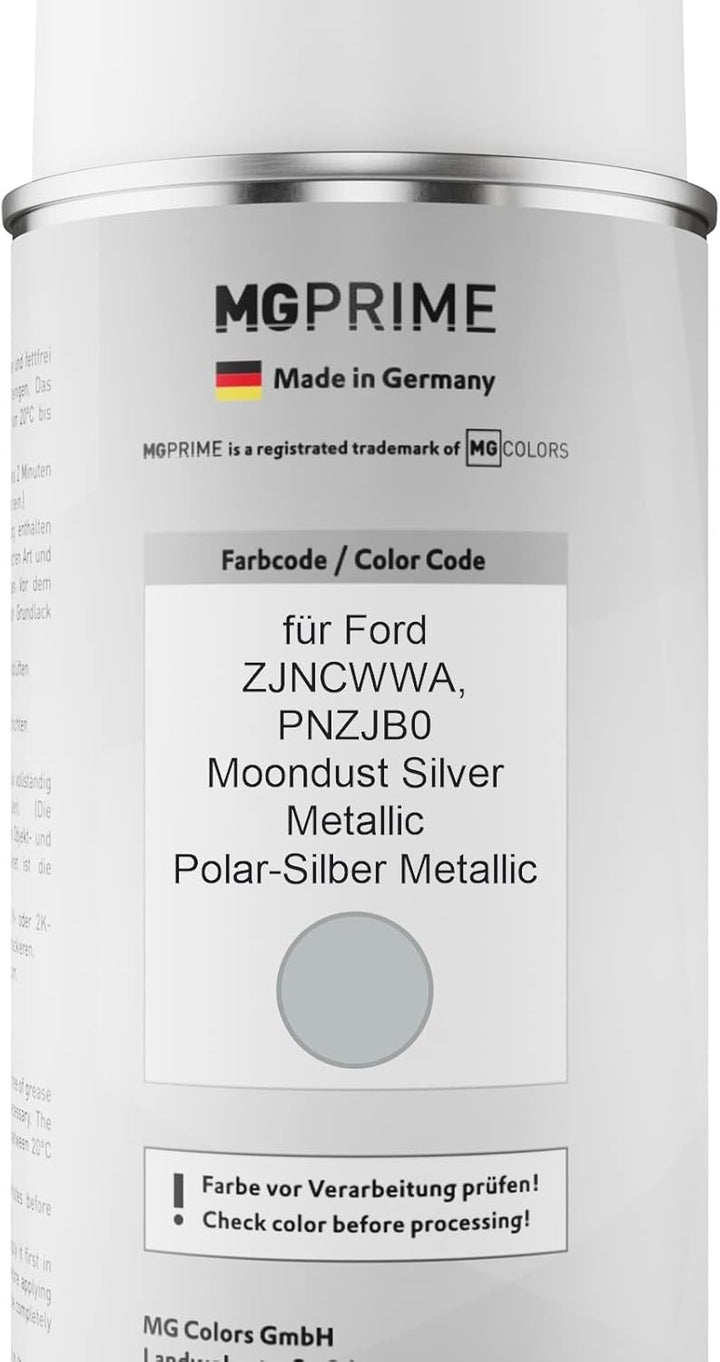 MG PRIME Autolack Sprühdosen Set für Ford ZJNCWWA / PNZJB0 Moondust Silver Metallic/Polar-Silber Met