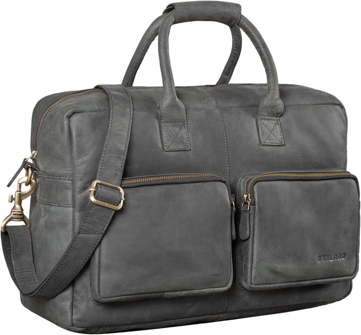 STILORD 'Henri' Bürotasche Leder 15,6 Zoll Vintage Laptop Aktentasche Businesstasche Umhängetasche L