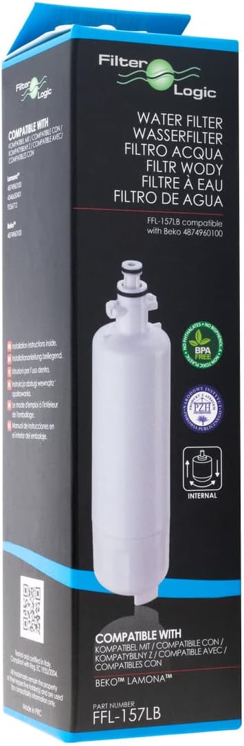 FilterLogic FFL-157LB | Interner Wasserfilter ersetzt 4874960100 kompatibel mit Beko, Grundig, Elekt