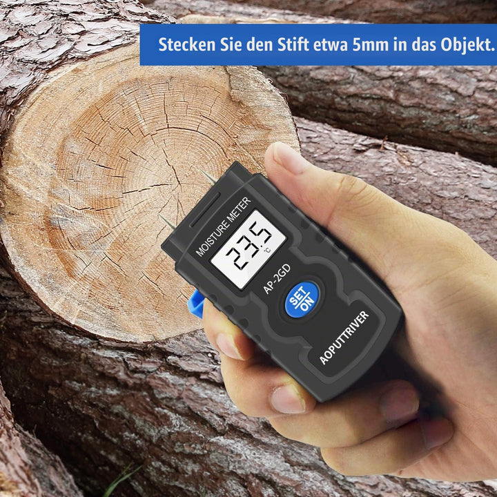 Digitaler Feuchtigkeitsmessgerät, Pin-Typ Vochtmeters Vochtindicator Feuchteindikator Holzfeuchtemes