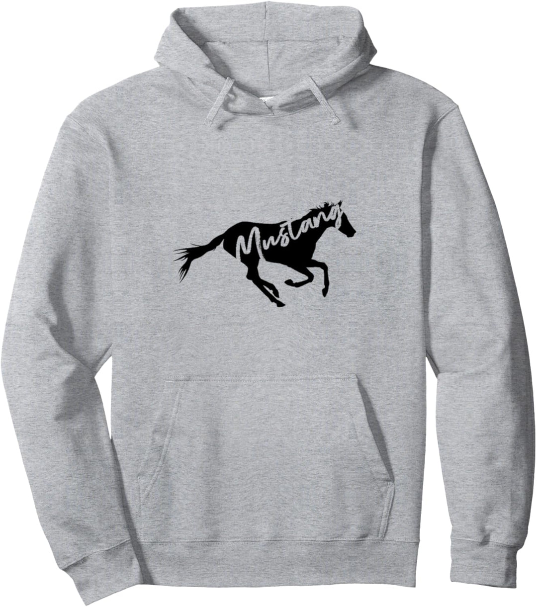 Running Mustang Wild Horse Breed Lover Silhouette Gift Pullover Hoodie