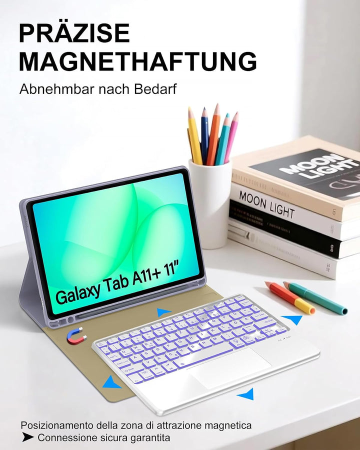 Hülle mit Tastatur für Samsung Galaxy Tab A11+ 11" (2025) & Galaxy Tab A9+ 11" (2023) – Deutsch Keyb