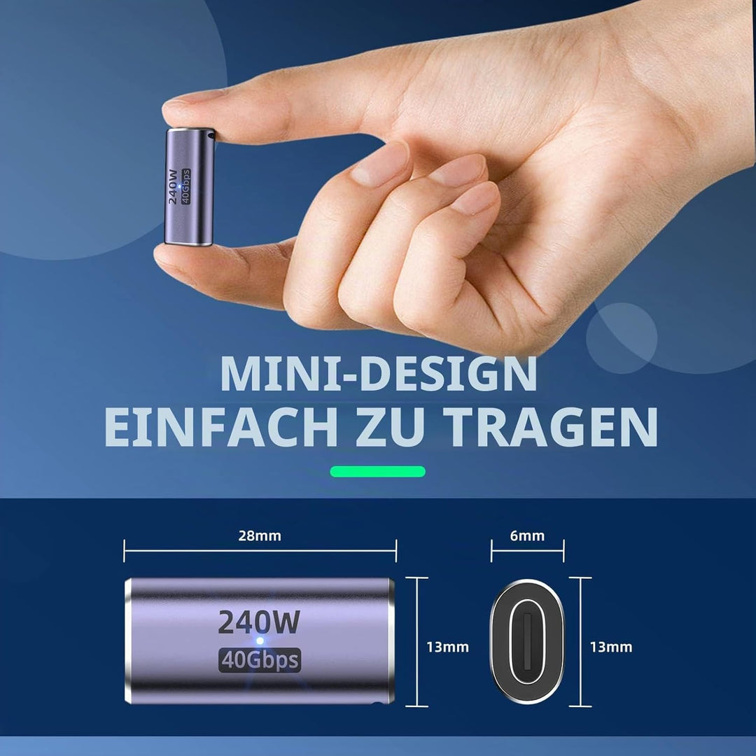 USB-C-Kupplung (4 Stück) Buchse auf Buchse Adapter Mit PD 240W 40Gbps 8K 60hz Video Kompatibel für T
