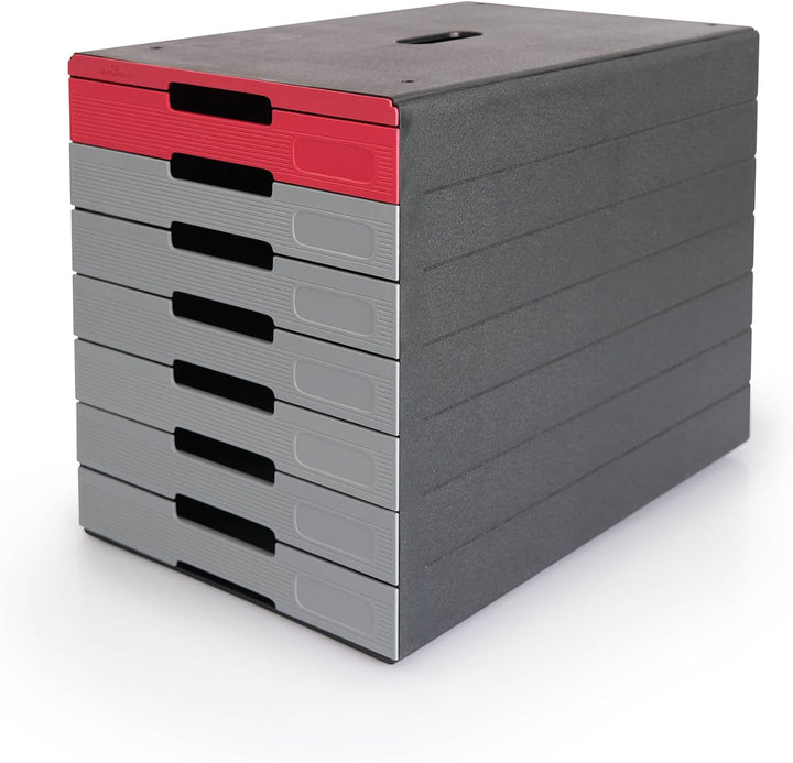 Durable Schubladenbox (Idealbox Pro) 7 Fächer, rot, 776303, Rot