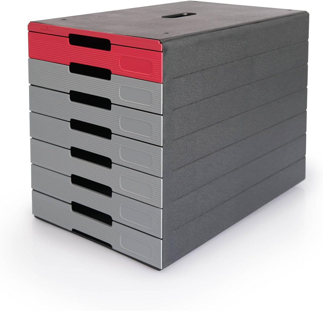 Durable Schubladenbox (Idealbox Pro) 7 Fächer, rot, 776303, Rot