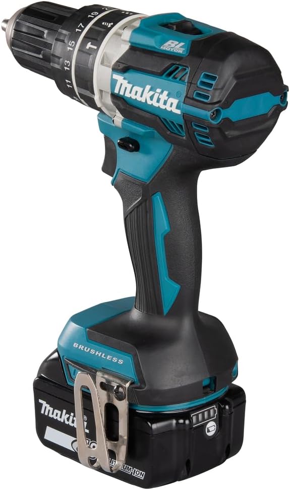 Makita DHP484RTJ Akku-Schlagschrauber 18V / 5,0Ah, 2 Akkus, Ladegerät im MAKPAC, 450 W, 18 V, Blau,