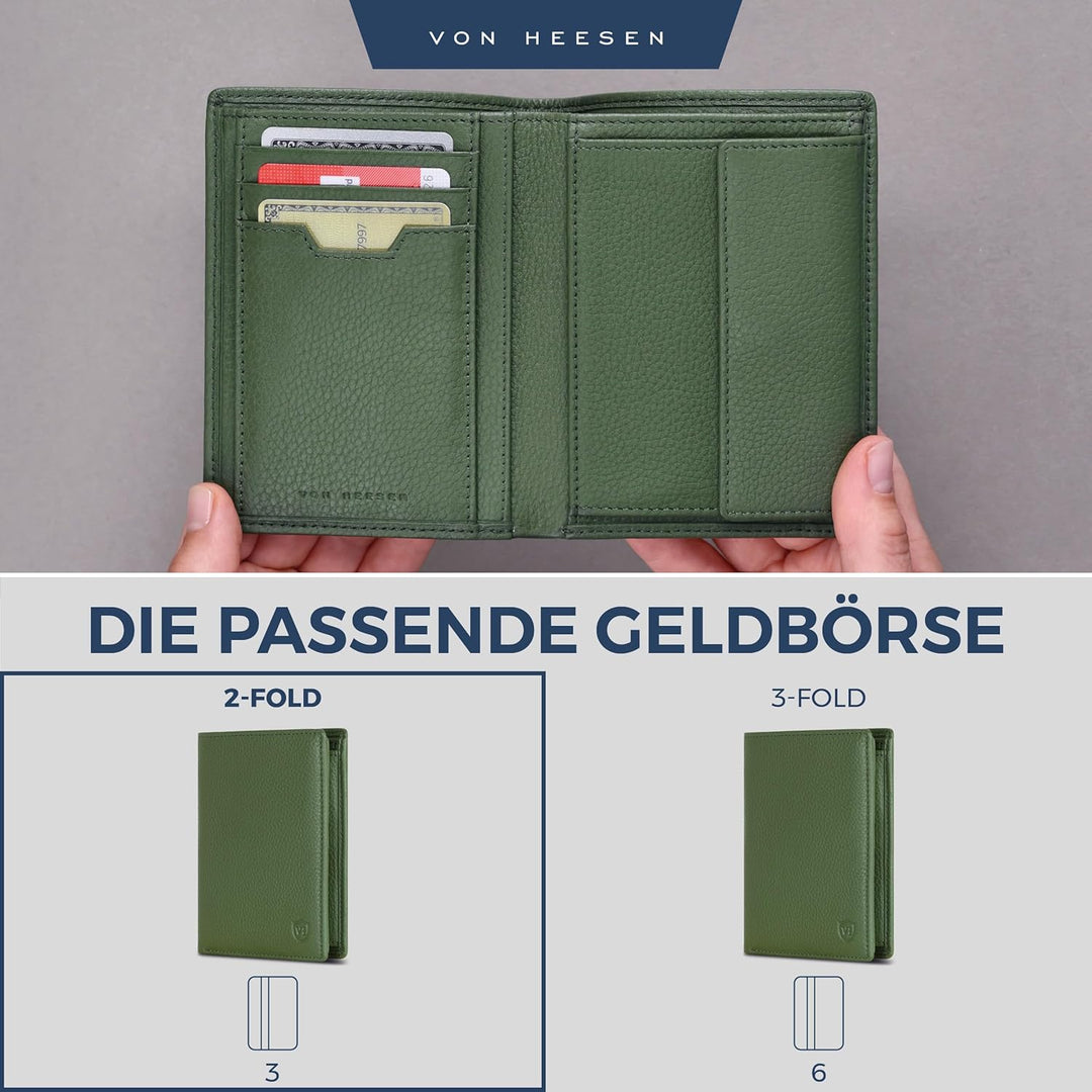 VON HEESEN Leder Geldbörse RFID Schutz I Echtleder Geldbeutel für Damen &amp; Herren I Portemonnaie Brie